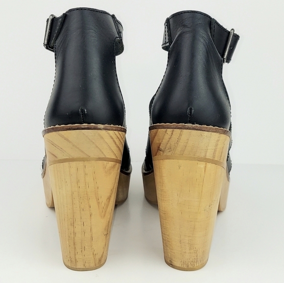 Free People Mix It Up Black Leather Platform Clog Heels EU40 - Picture 5 of 12